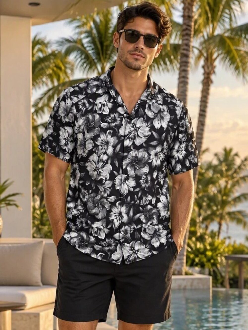 Tommy Bahama Hibiscus Hideaway 100 % Silk Floral Print Shirt Men's L